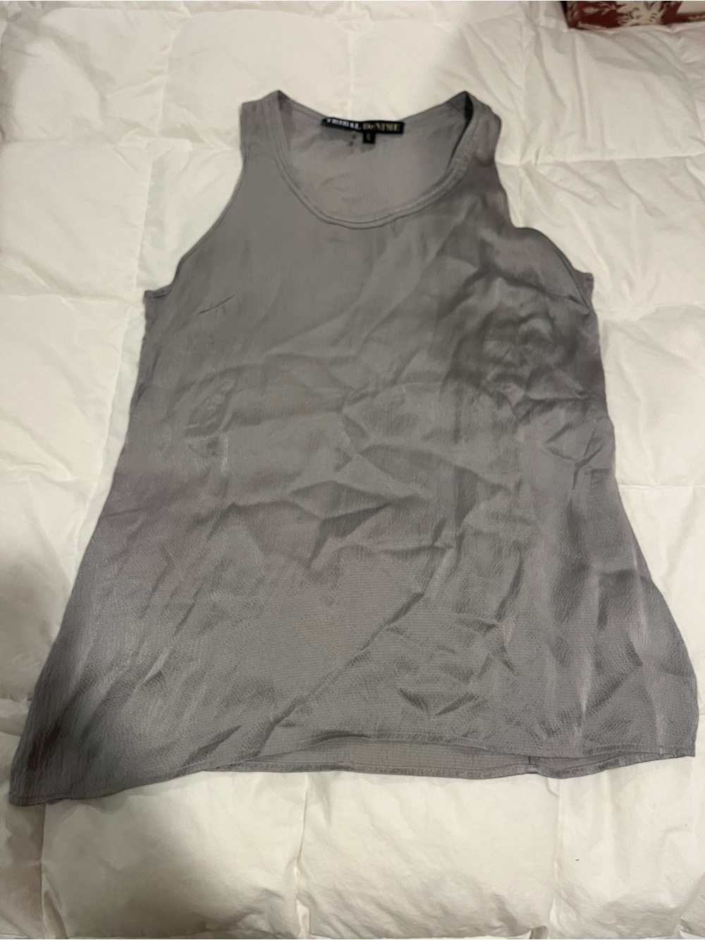 Tribal Gray Scoop Neck Silk Tank